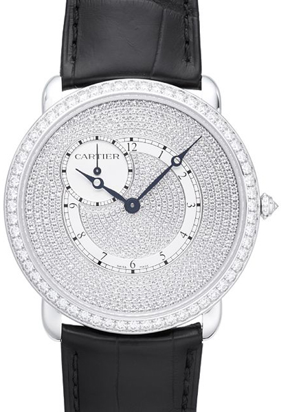 Cartier Ronde Louis Watches Mens Diamond Pave Manual Winding WR007003 Watch