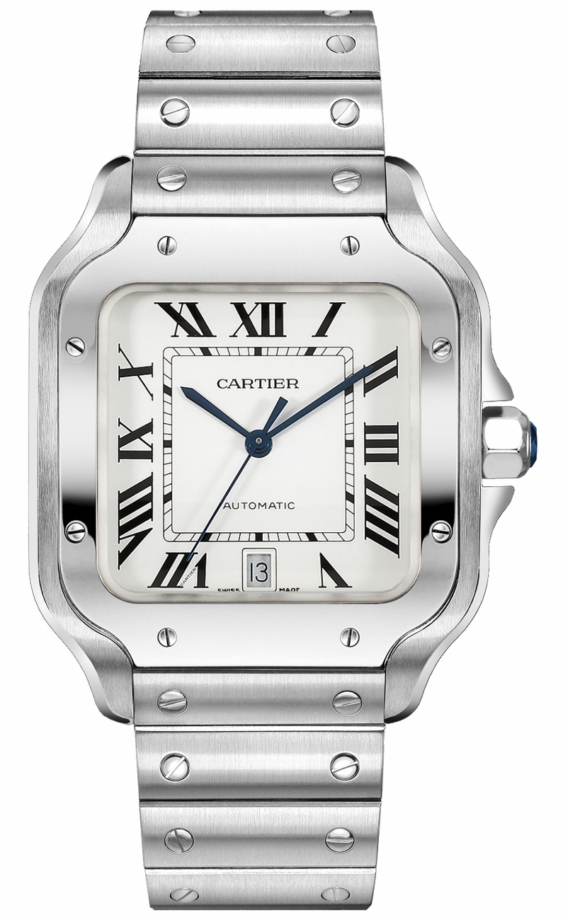 Cartier Santos De Cartier Watches Mens Opaline Silver Self winding Automatic WSSA0018 Watch