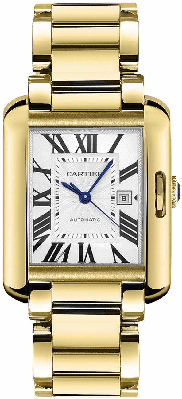 Cartier Tank Anglaise Watches  Roman Numeral Lacquered Silver Self winding Automatic W5310015 Watch