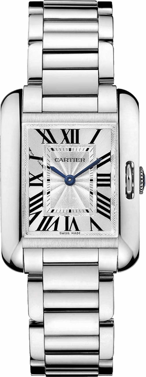 Cartier Tank Anglaise Watches Ladies Roman Numeral Lacquered Silver 
Battery Operated Quartz W5310023 Watch
