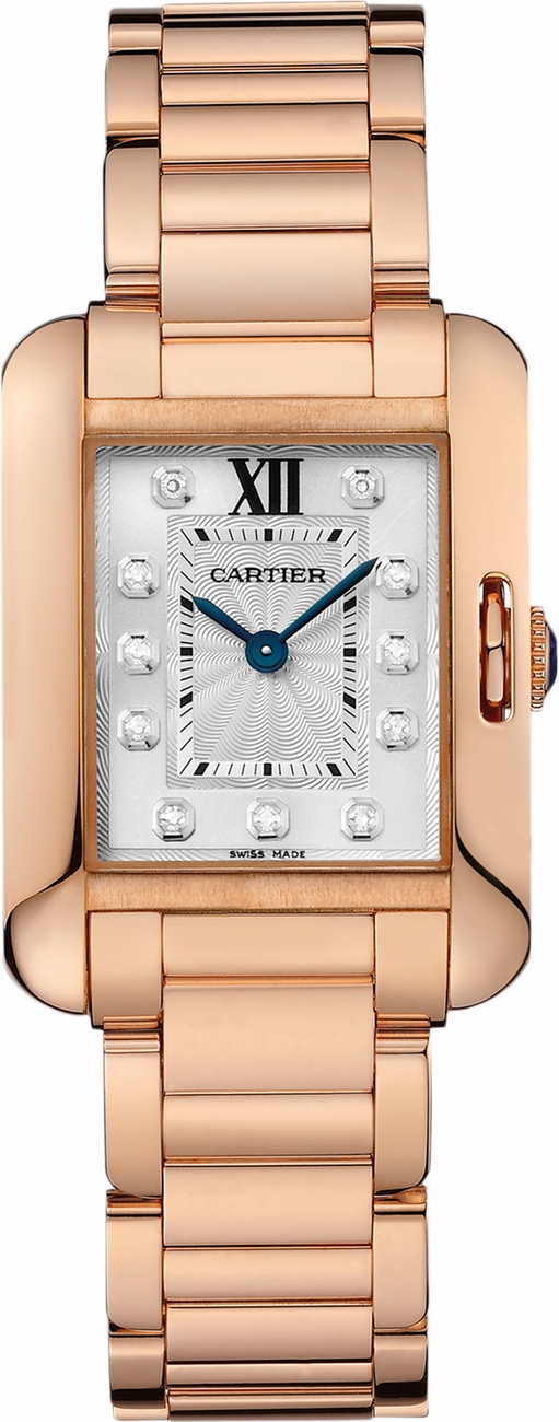 Cartier Tank Anglaise Watches Ladies Flinque Silver Dial Set with Diamonds Battery Operated Quartz WJTA0004 Watch