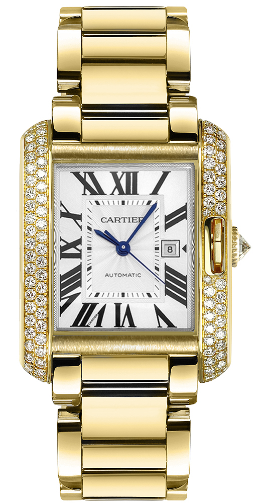 Cartier Tank Anglaise Watches  Roman Numeral Lacquered Silver Self winding Automatic WT100006 Watch