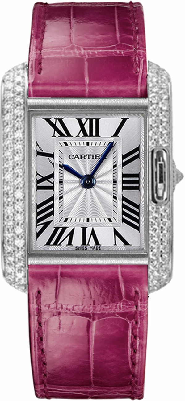 Cartier Tank Anglaise Watches Ladies Flinque Silver 
Battery Operated Quartz WT100015 Watch