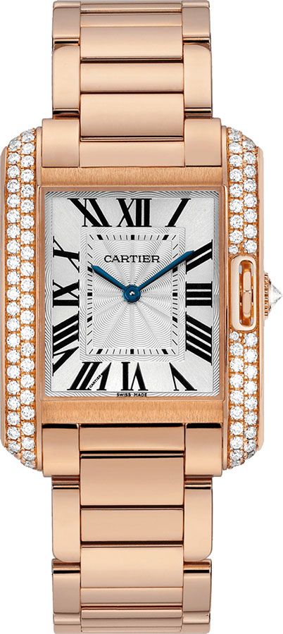 Cartier Tank Anglaise Watches Ladies Lacquered Silver Battery Operated Quartz WT100027 Watch