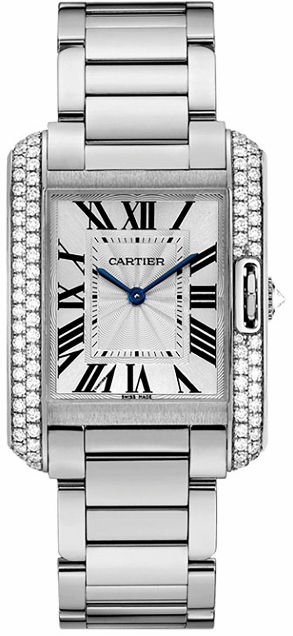 Cartier Tank Anglaise Watches Ladies Lacquered Silver Battery Operated Quartz WT100028 Watch