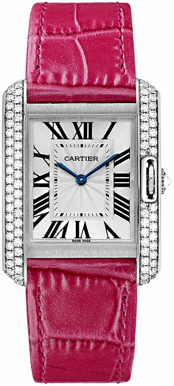 Cartier Tank Anglaise Watches Ladies Lacquered Silver Battery Operated Quartz WT100030 Watch