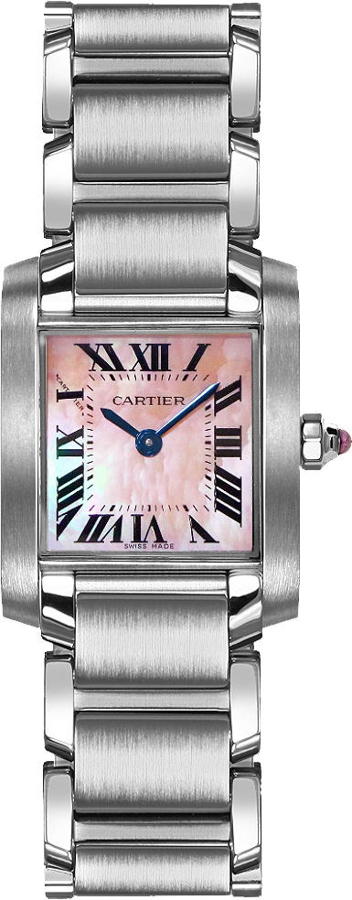 Cartier Tank Francaise Watches Ladies Mother of Pearl Pink Battery Operated Quartz W51028Q3 Watch