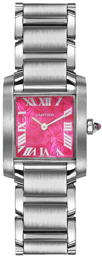 Cartier Tank Francaise Watches Ladies Raspberry Pink Battery Operated Quartz W51030Q3 Watch