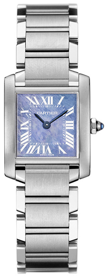 Cartier Tank Francaise Watches Ladies Mother of Pearl Blue Battery Operated Quartz W51034Q3 Watch