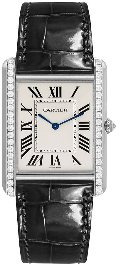 Cartier Tank Louis Watches UNISEX Roman Numeral Grained Silver Manual Winding WT200006 Watch