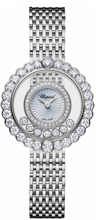 Chopard Happy Diamonds Watches Ladies Mother of Pearl Guilloche White Battery Operated Quartz 204180-1201 Watch