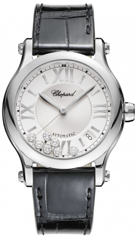 Chopard Happy Diamonds Watches Ladies Guilloche Silver Dial Set with Diamonds Self winding Automatic 278559-3001 Watch