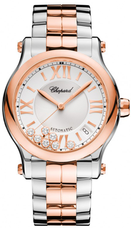 Chopard Happy Diamonds Watches Ladies Guilloche Silver Self winding Automatic 278559-6002 Watch