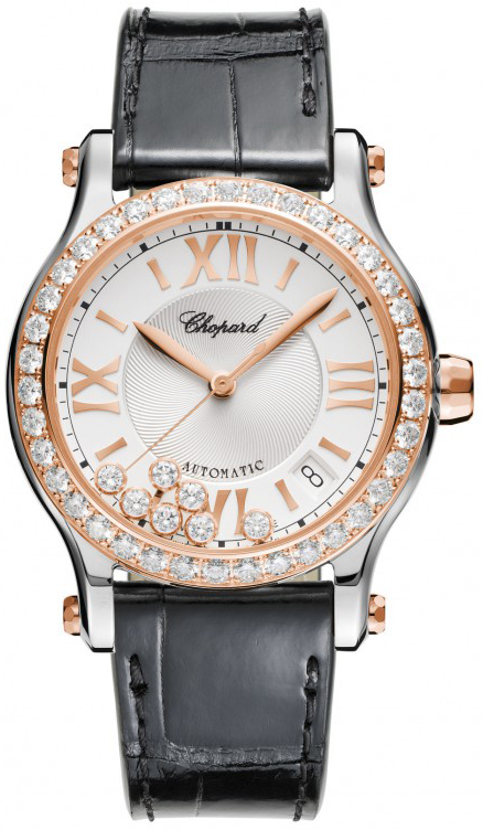 Chopard Happy Diamonds Watches Ladies Guilloche Silver Self winding Automatic 278559-6003 Watch