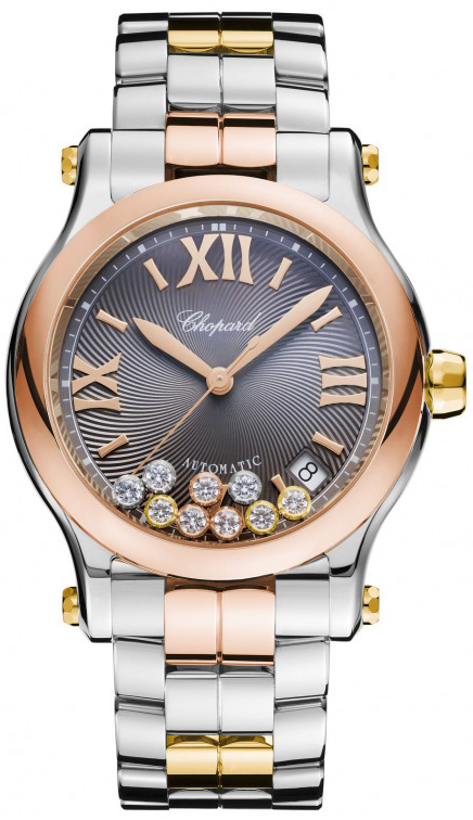 Chopard Happy Diamonds Watches Ladies Guilloche Grey Self winding Automatic 278559-9001 Watch
