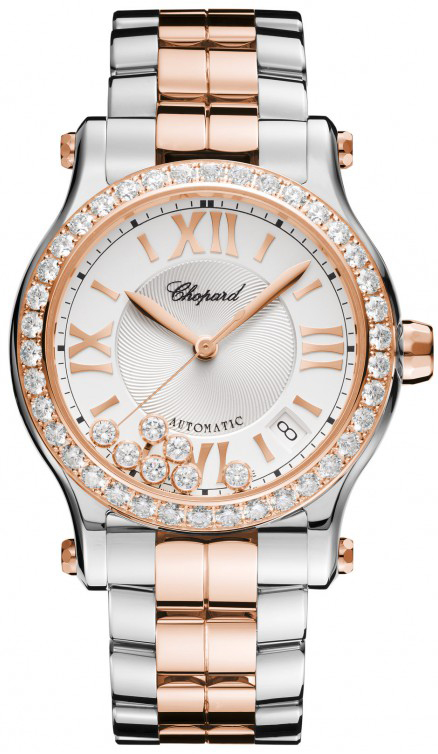 Chopard Happy Diamonds Watches Ladies Guilloche Silver Self winding Automatic 278559-6004 Watch