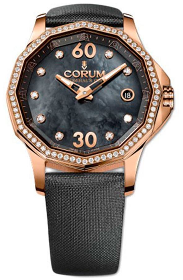 Corum Admiral Watches Ladies Black Mother of Pearl Self winding Automatic 08210185-0041-PN10 Watch
