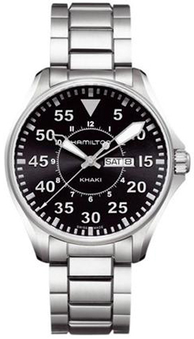 Hamilton Khaki Aviation Watches Mens Black Battery Operated Quartz H64611135 Watch