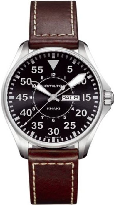 Hamilton Khaki Aviation Watches Mens Black Battery Operated Quartz H64611535 Watch