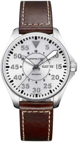 Hamilton Khaki Aviation Watches Mens Silver Battery Operated Quartz H64611555 Watch
