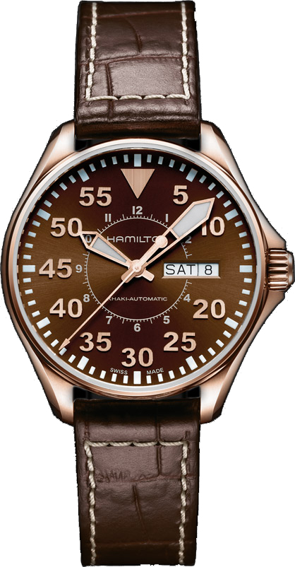 Hamilton Khaki Aviation Watches Mens Brown Self winding Automatic H64445595 Watch