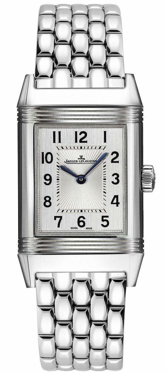 Jaeger LeCoultre Reverso Watches Ladies SunrayBrushed Guilloche Silver Manual Winding 2548120 Watch