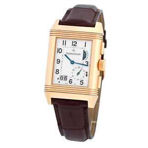 Jaeger LeCoultre Reverso Watches Mens Guilloche Silver Dial/Black Manual Winding Mechanical Q3022420 Watch