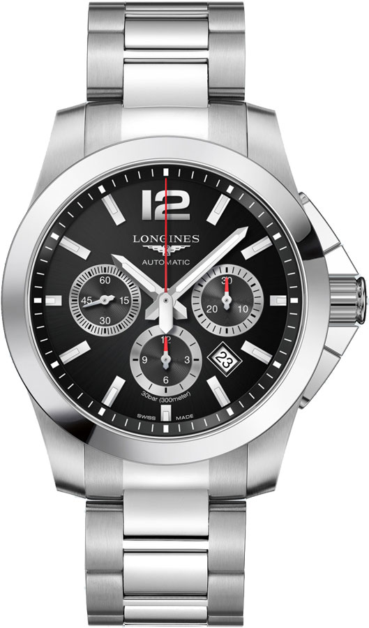 Longines Conquest Watches Mens Sunray Black Self winding Automatic L38014566 Watch