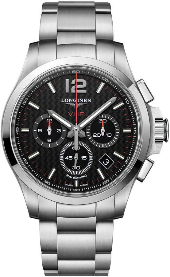 Longines Conquest V.H.P. Watches Mens Black Carbon Battery Operated Quartz L37174666 Watch