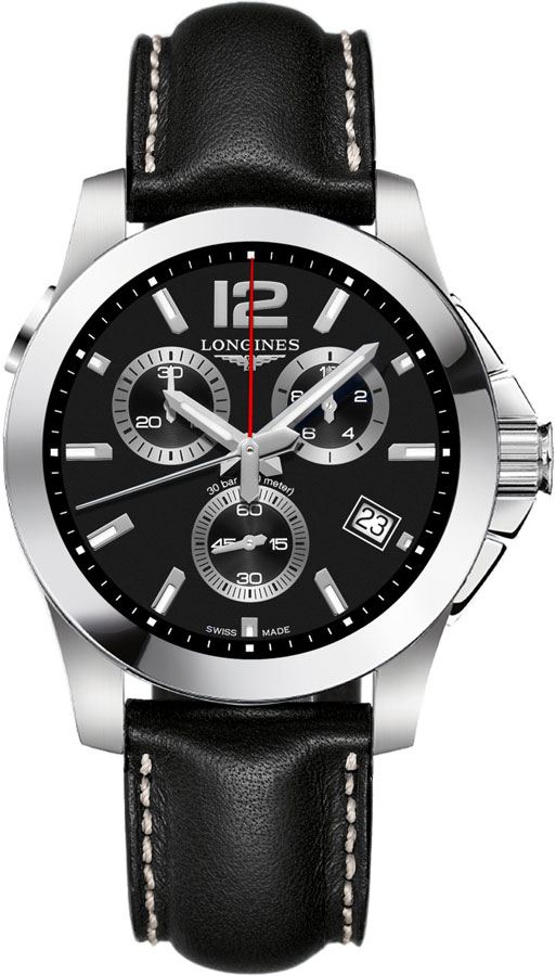 Longines Conquest Watches Mens Black Battery Operated Quartz L37024563 Watch