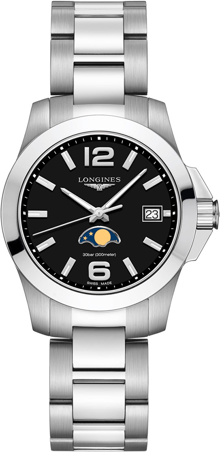 Longines Conquest Watches Ladies Black Lacquered Polished Battery Operated Quartz L33814586 Watch