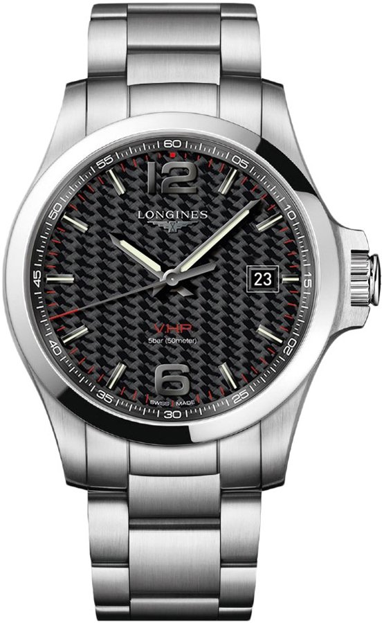 Longines Conquest V.H.P. Watches Mens Black Carbon Battery Operated Quartz L37264666 Watch