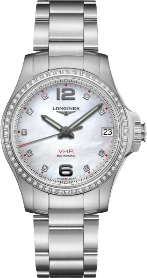 Longines Conquest V.H.P. Watches Ladies White Mother of Pearl Battery Operated Quartz L33160876 Watch