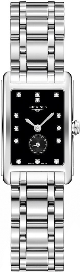 Longines DolceVita Watches Ladies Black Dial Set with Diamonds Battery Operated Quartz L52554576 Watch