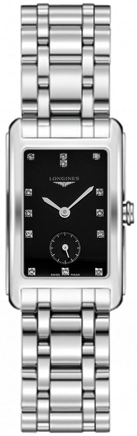 Longines DolceVita Watches Ladies Black Dial Set with Diamonds Battery Operated Quartz L55124576 Watch