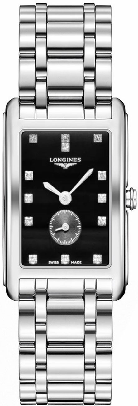 Longines DolceVita Watches Mens Black Dial Set with Diamonds Battery Operated Quartz L57554576 Watch