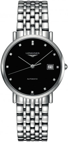Longines Elegant Collection Watches Ladies Black Dial Set with Diamonds Self winding Automatic L48104576 Watch
