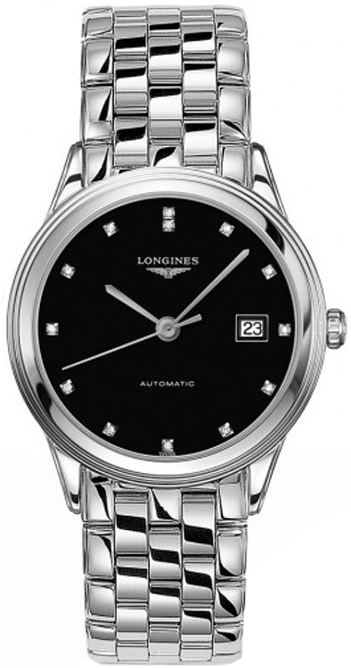 Longines Flagship Watches Mens Black Dial Set with Diamonds Self winding Automatic L48744576 Watch