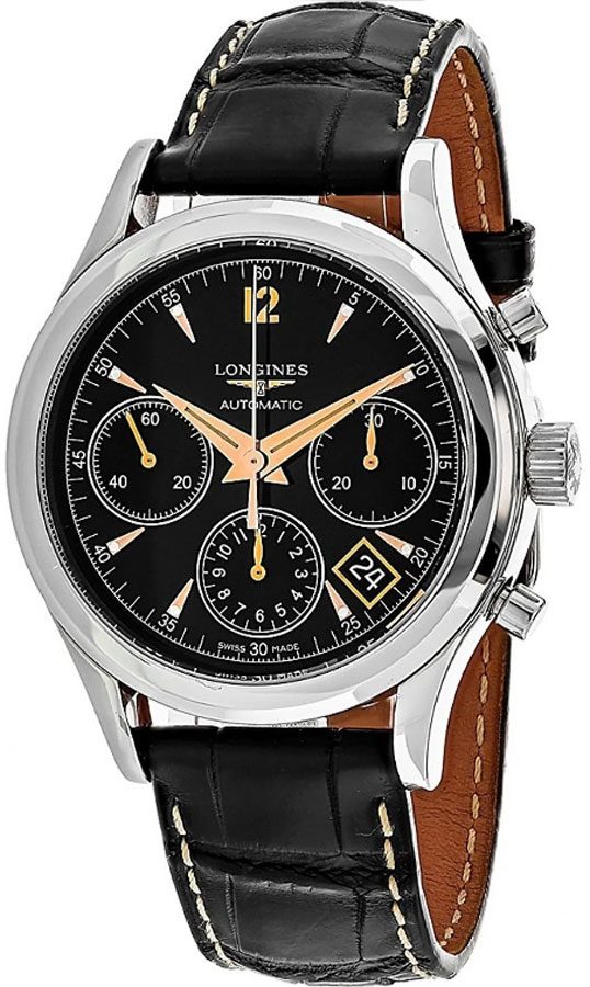 Longines Heritage Collection Watches Mens Black Dial with White Subdials Self winding Automatic L27504960 Watch