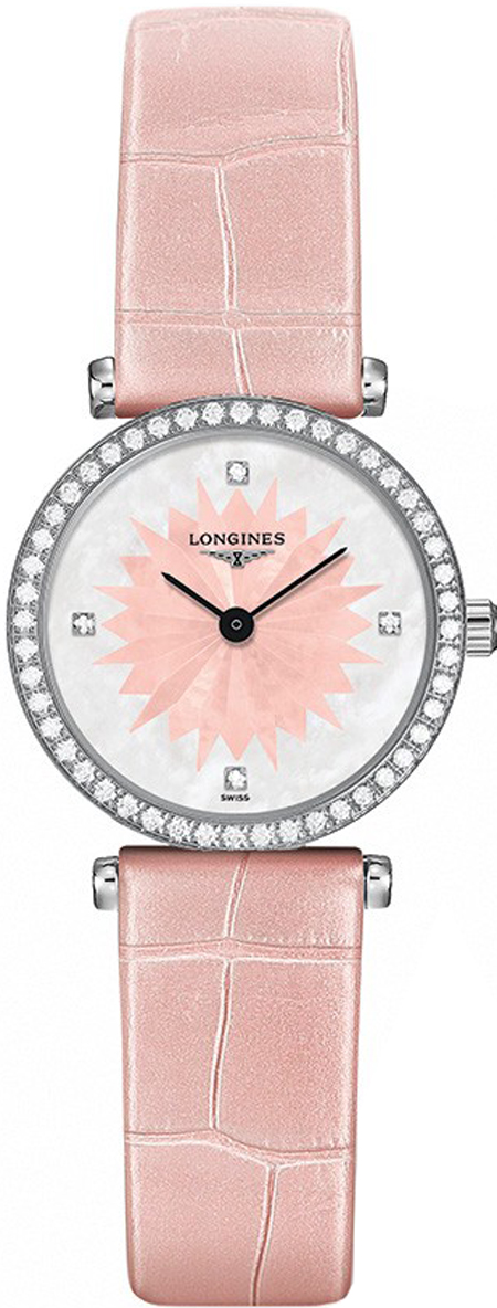 Longines La Grande Classique Watches Ladies Pink & White Dial Set with Diamonds Battery Operated Quartz L42410242 Watch