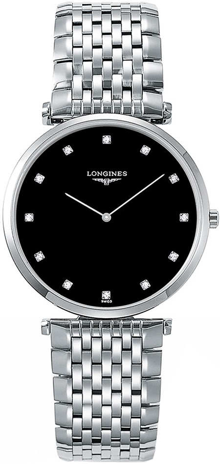 Longines La Grande Classique Watches Unisex Black Dial Set with Diamonds Battery Operated Quartz L47554586 Watch
