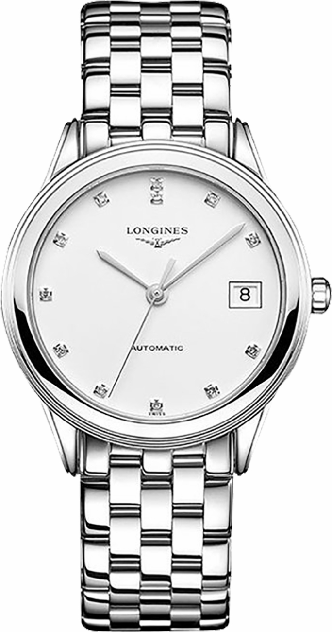 Longines Flagship Watches Mens White Dial Set with Diamonds Self winding Automatic L47744276 Watch