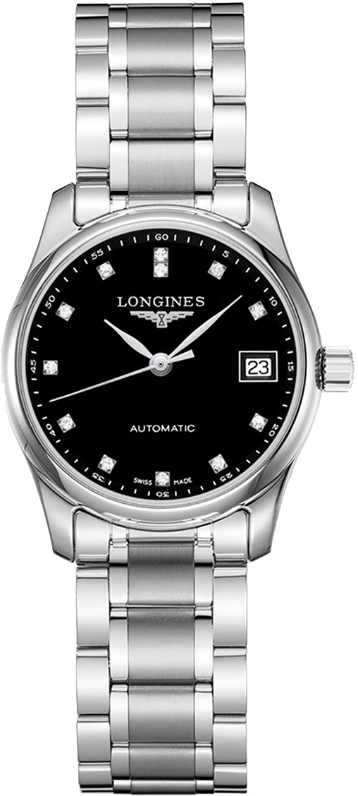 Longines Master Collection Watches Ladies Black Dial Set with Diamonds Self winding Automatic L22574576 Watch