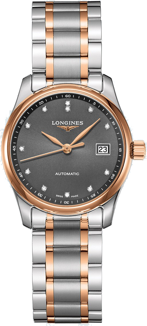 Longines Master Collection Watches Ladies Sunray Grey Dial Set with 12 Diamonds Self winding Automatic L22575077 Watch