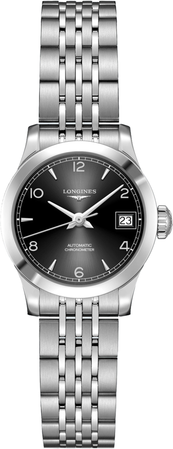 Longines Record Watches Ladies Sunray Black Self winding Automatic L23204566 Watch