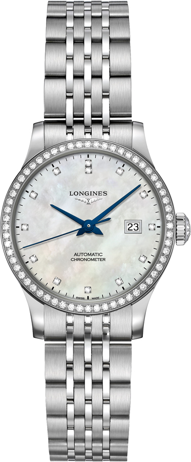 Longines Record Watches Ladies Mother of Pearl White Self winding Automatic Chronometer L23210876 Watch