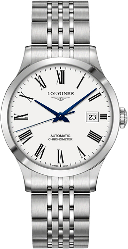 Longines Record Watches Mens White Self winding Automatic Chronometer L28204116 Watch