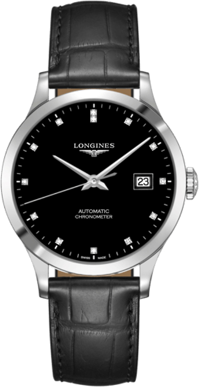 Longines Record Watches Mens Black Self winding Automatic Chronometer L28204572 Watch