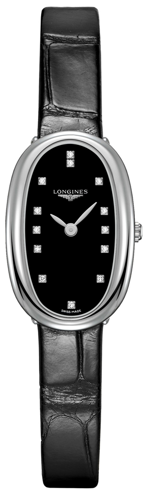 Longines Symphonette Watches Ladies Black Dial Set with Diamonds Battery Operated Quartz L23054570 Watch