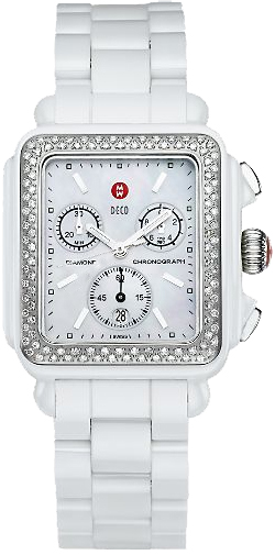 Michele Deco Collection Watches Ladies Pearl White Battery Operated Quartz MWW06F000002 Watch